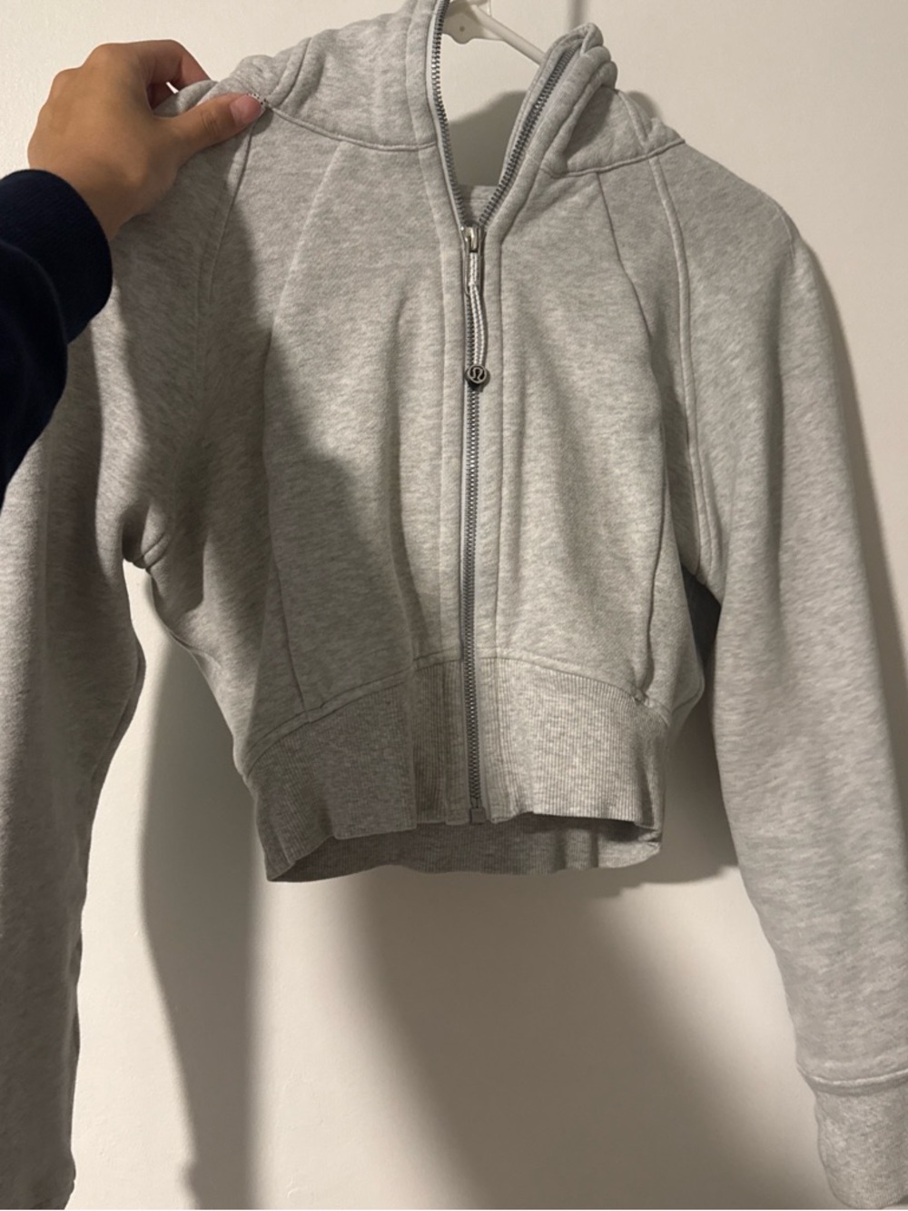 Lululemon Light Gray Cropped Zip Hoodie